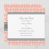Coral Grey Wedding Save the Date Card (Voorkant / Achterkant)