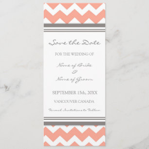 Coral Grey Wedding Save the Date Card