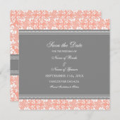 Coral Grey Wedding Save the Date Card (Voorkant / Achterkant)