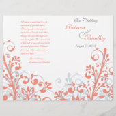 Coral gris blanc abstrait programme de mariage flo (Devant)