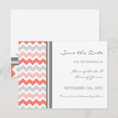 Coral gris Chevron Enregistrer la date Carte posta (Devant / Derrière)