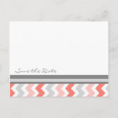 Coral gris Chevron Enregistrer la date Carte posta (Dos)