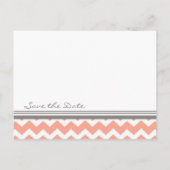 Coral gris Chevron Enregistrer la date Carte posta (Dos)