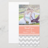 Coral gris Chevron Merci Cartes photos Mariages (Devant / Derrière)