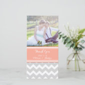 Coral gris Chevron Merci Cartes photos Mariages (Debout devant)