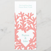 Coral Heart Aqua Beach Menu Mariage (Dos)