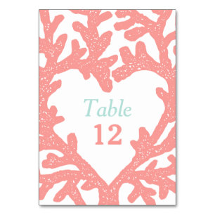 Coral Heart Aqua Beach Noces Numéros de table