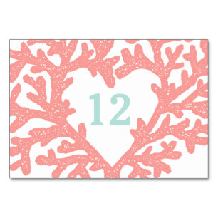 Coral Heart Aqua Beach Noces Numéros de table