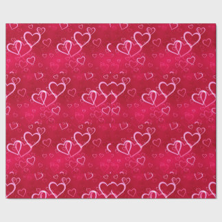 Coral Heart Grid: Eenvoudige Verspreide Zoetheid Cadeaupapier