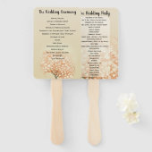 Coral Heart Leaf Tree Wedding Programme Handwaaier (Voorkant en achterkant)