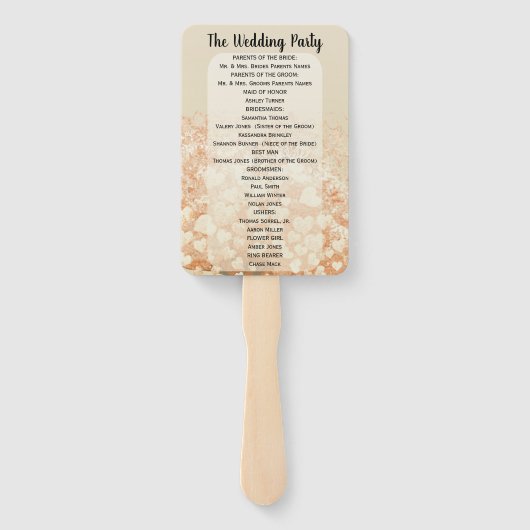 Coral Heart Leaf Tree Wedding Programme Handwaaier (Achterkant)