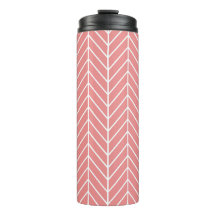 Coral Herringbone Chevron Pattern Thermal Tumbler