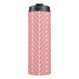 Coral Herringbone Chevron Pattern Thermal Tumbler Thermosbeker