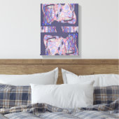 Coral & Indigo Abstract Flowing Forms Canvas Afdruk (Insitu (Slaapkamer))