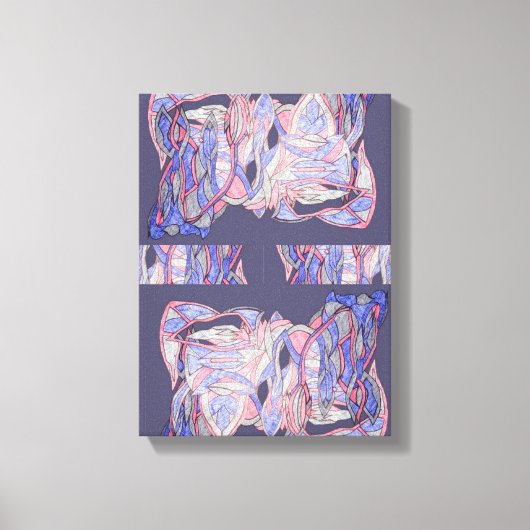 Coral & Indigo Abstract Flowing Forms Canvas Afdruk (Voorkant)