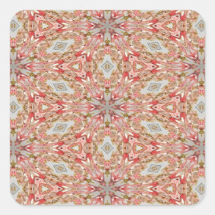 Coral Kaleidoscoop Vierkante Sticker