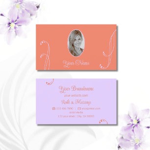 Coral Lavender Chic met Portretfoto Visitekaartje
