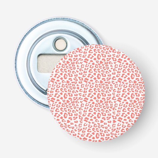 Coral Leopard Print Button Flesopener (Voorkant)