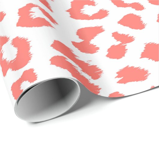 Coral Leopard Print Cadeaupapier (Rol Hoek)