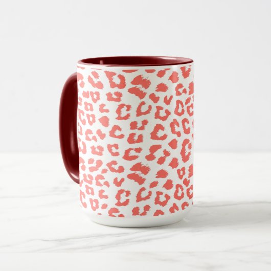 Coral Leopard Print Mok (Voorkant links)
