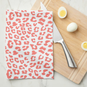 Coral Leopard Print Theedoek