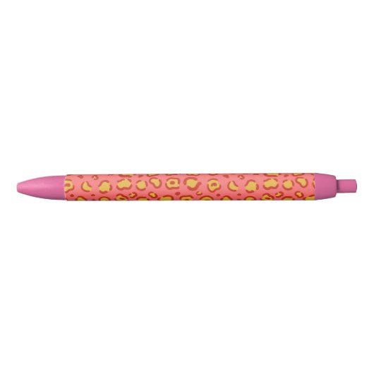 Coral Leopard Print Zwarte Inkt Pen (Voorkant)