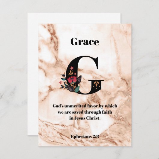 Coral Marble G Monogram Persoonlijke scripts Briefkaart (Voorkant / Achterkant)