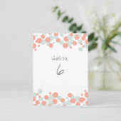 Coral & Mint Bubbles Confetti Tafelnummer Kaarten (Staand voorkant)