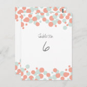 Coral & Mint Bubbles Confetti Tafelnummer Kaarten (Voorkant / Achterkant)