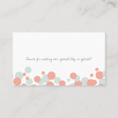 Coral & Mint Bubbles Motif Mariage Cartes de Place (Dos)