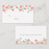 Coral & Mint Bubbles Motif Mariage Cartes de Place (Devant / Derrière)