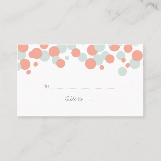 Coral & Mint Bubbles Motif Mariage Cartes de Place (Devant)