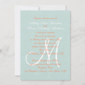 Coral Mint Green Linen Rustic Wedding Kaart (Achterkant)
