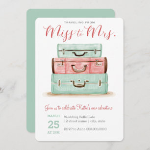 Coral Mint Miss à Mme Travel Shower Invitation