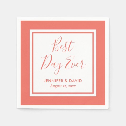 Coral Modern Script Wedding Servet (Voorkant)