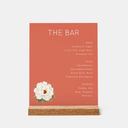Coral Moderne Wedding Acryl Bord (Voorkant)