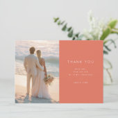 Coral Moderne Wedding Bedankkaart (Staand voorkant)