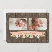 Coral Monogram Horseshoe Western Baby Faire-part (Dos)