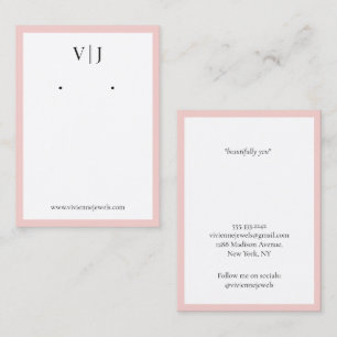 Coral Monogram Sieraden Oorbellen Displaykaart Visitekaartje