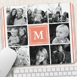 Coral Monogramme Famille Photo Collage<br><div class="desc">Collage Photo Famille Monogram. Personnalisez ce design personnalisé avec votre propre monogramme initial ou texte.</div>