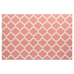 Coral Moroccan Quatrefoil Trellis Fabric Stof