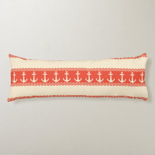 Coral Nautical Anchor Coastal Stripes Lichaamskussen
