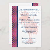 Coral & Navy Blue Beach Wedding Invitations (Devant / Derrière)