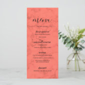 Coral Navy Blue Bouquet Modern Wedding Menu (Staand voorkant)
