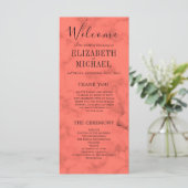 Coral Navy Blue Elegant Modern Wedding Programma (Staand voorkant)