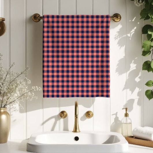 Coral Navy Plaid Towel Birthday Gift with Style