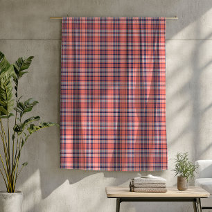 Coral Navy Tartan Gooi Zacht en Stijlvol Accent Fleece Deken