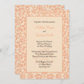 Coral of Peach Damask Custom Wedding Invitation Kaart (Voorkant / Achterkant)