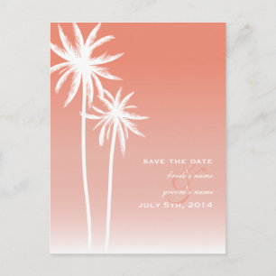 Coral ombré Beach Wedding Save the Date Aankondigingskaart