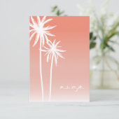 Coral Ombré Palm Trees Beach Wedding RSVP (Debout devant)